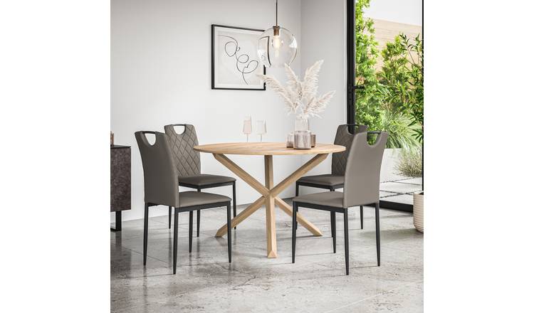 Furniture Online Malvern Monza Oak Table Dining Table & 4 Grey Chairs