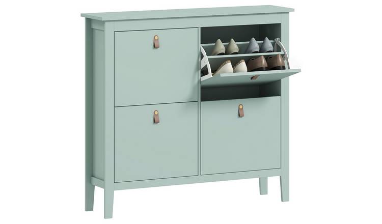 HOMCOM 4 Drawer Narrow Shoe Storage Cabinet with Adjustable Shelves - Green