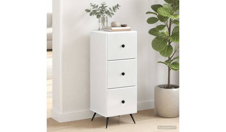Walplus Engineered Wood Drawer Cabinet Slim Design - White - 33 x 34.5 x 90 cm
