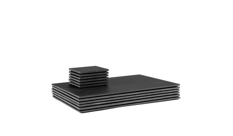 Argon Tableware 12 Piece Linea Rectangle Slate Placemats & Coasters Set