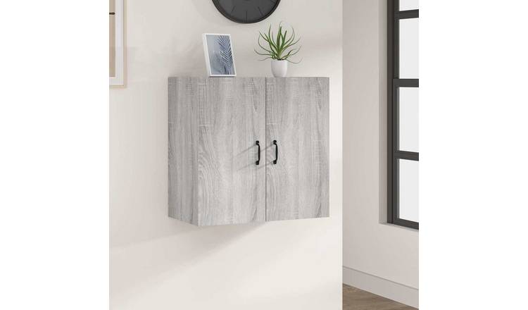 Walplus Engineered Wood 2 Door Wall Cabinet - Grey and Oak - 60 x 31 x 60 cm