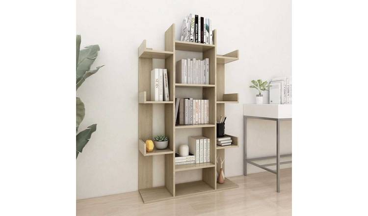 Walplus Engineered Wood Book Cabinet - Light Oak - 86 x 25.5 x 140 cm