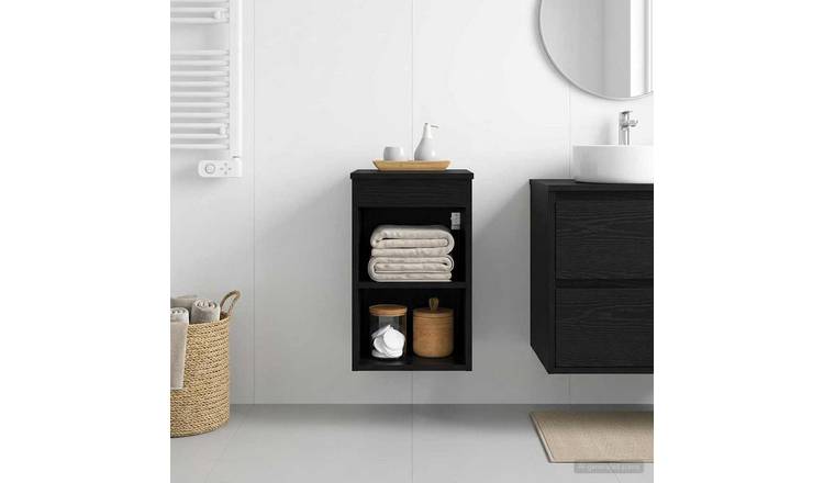 Walplus Wood Bathroom Cabinet with 1 Shelf - Black Oak - 30 x 41 x 50 cm