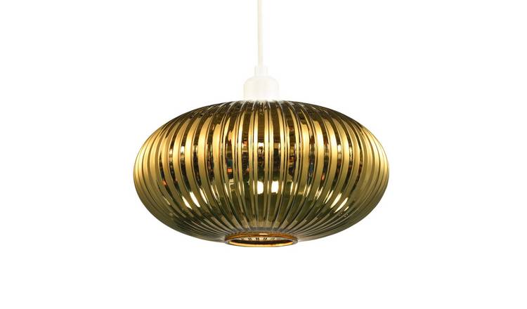 Happy Homewares Gold Line Ribbed Glass Oval Pendant Shade - 30cm