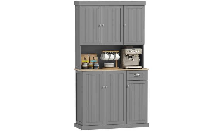 HOMCOM 6 Door Modern Adjustable Wide Kitchen Cupboard - Grey