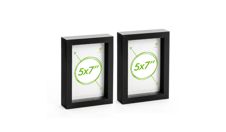 Nicola Spring 3D Box Photo Frames - 5 x 7" - Set of 2 - Black