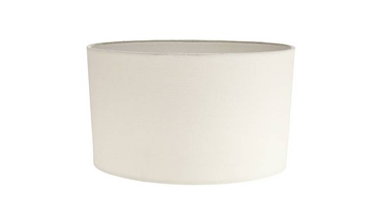Happy Homewares Soft Cream Linen Fabric Oval - Width Lampshade - 30cm