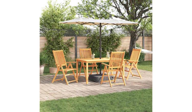 Walplus 5 Piece Acacia Wood Folding Garden Dining Set - Brown - 150 x 90 x 75 cm