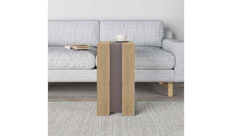 Decortie Muju Melamine C-Shape Side Table - Oak / Light Mocha