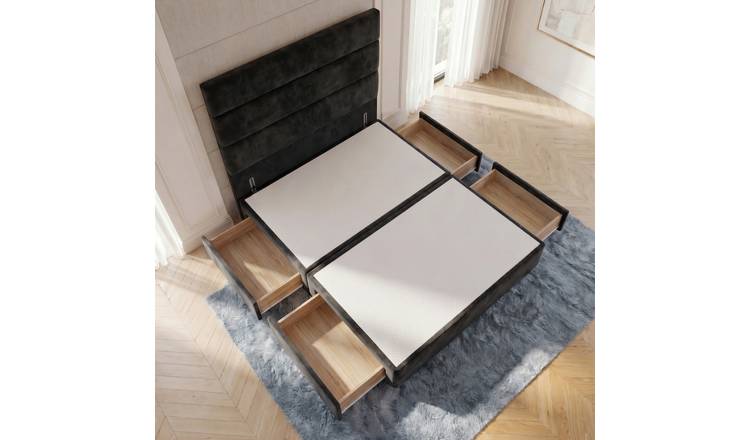 Somnior Regent Velvet Small Double 4 Drawer Divan Bed 54" Headboard - Black