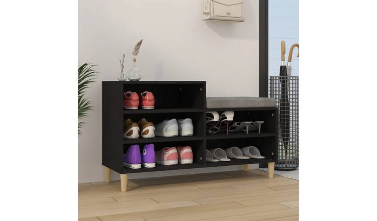 Walplus Solid Wood Shoe Cabinet - Black - 102 x 36 x 60 cm