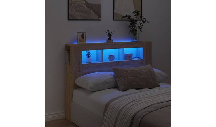 Walplus Engineered Wood LED Headboard - Light Oak - 140 x 18.5 x 103.5 cm