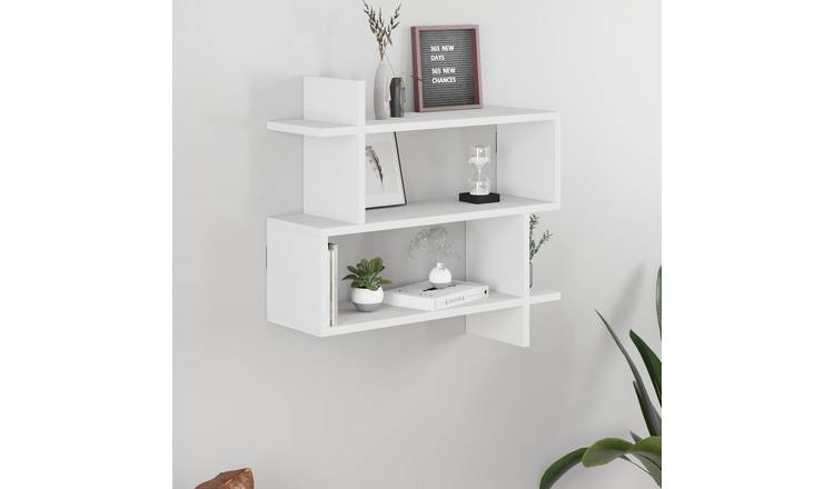 Decortie Paralel Particleboard Melamine Coated Floating Wall Shelf - White