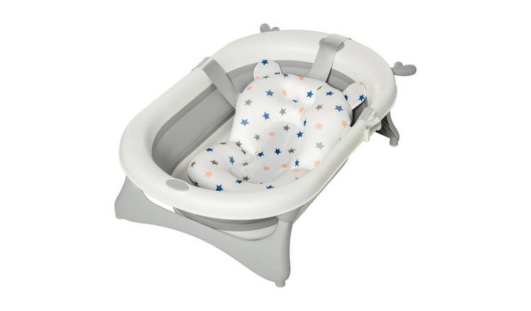 HOMCOM Foldable Newborn to 3 Years Baby Bathtub – Grey
