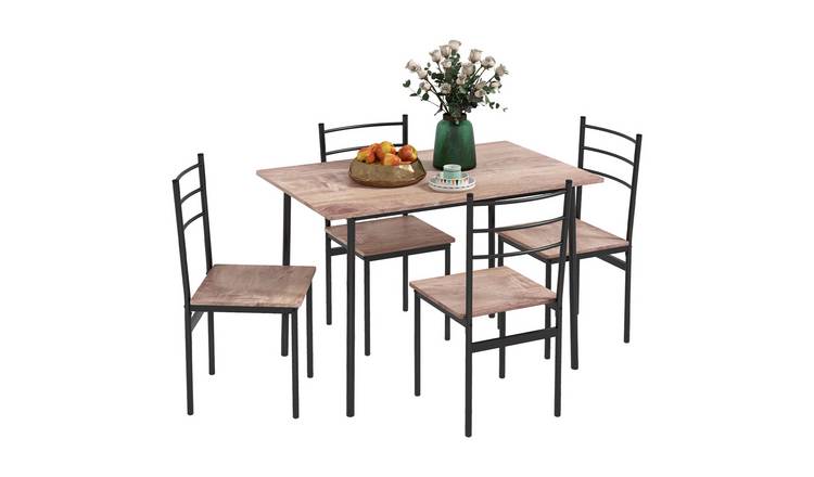 HOMCOM 5 Piece Steel Dining Table and Chairs Set - Black