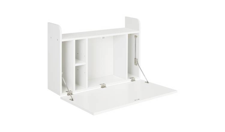 HOMCOM Floating Wall Mounted Table with Storage Shelves- White