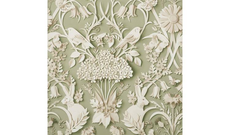 Fine Decor Woodland Wallpaper - Sage Green
