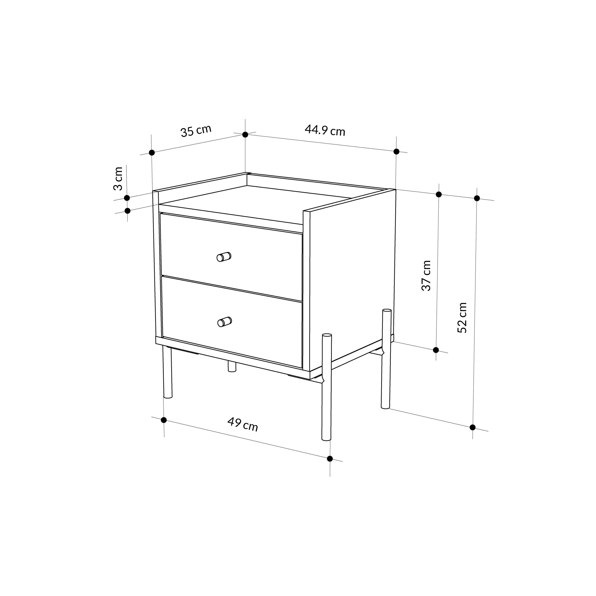 Decortie Malta Particleboard Bedside Table - Oak - Image 7