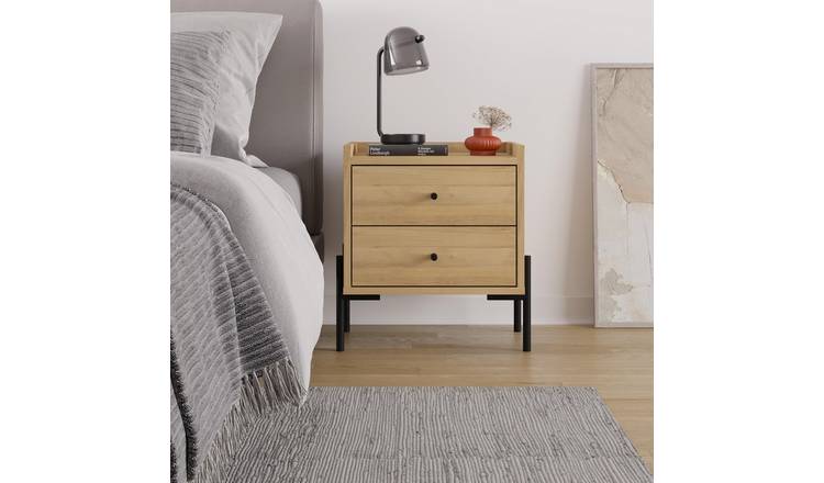Decortie Malta Particleboard Bedside Table - Oak