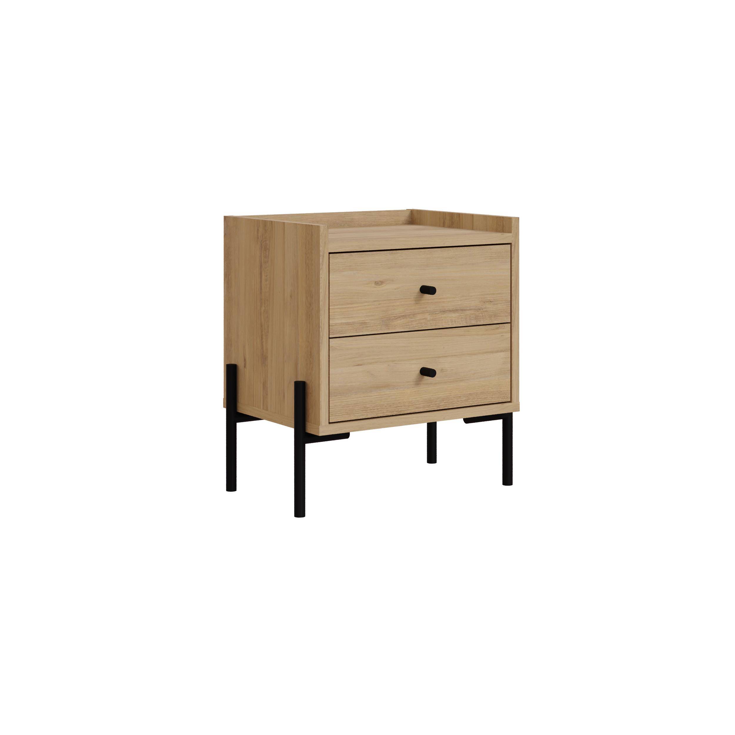 Decortie Malta Particleboard Bedside Table - Oak - Image 2