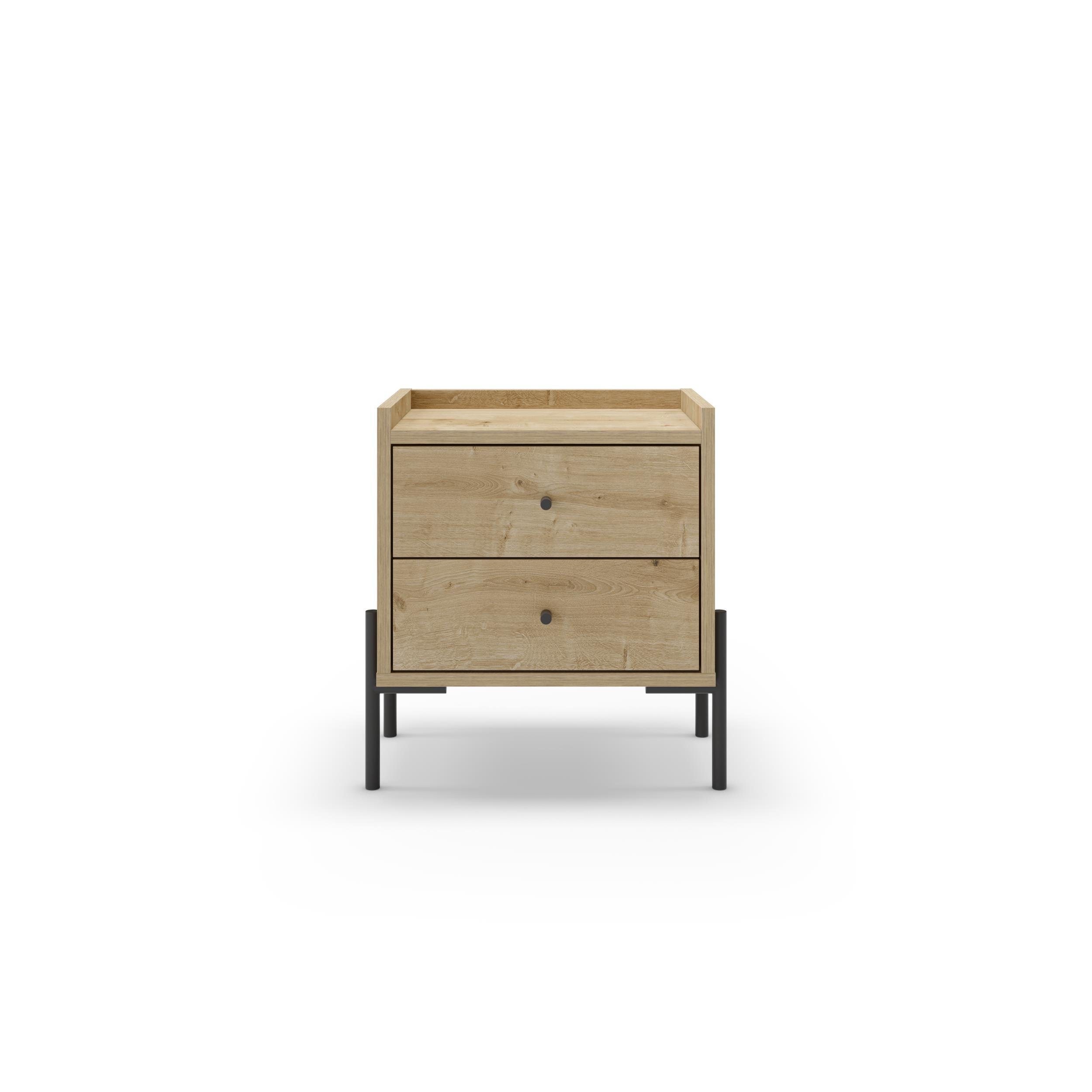 Decortie Malta Particleboard Bedside Table - Oak - Image 5
