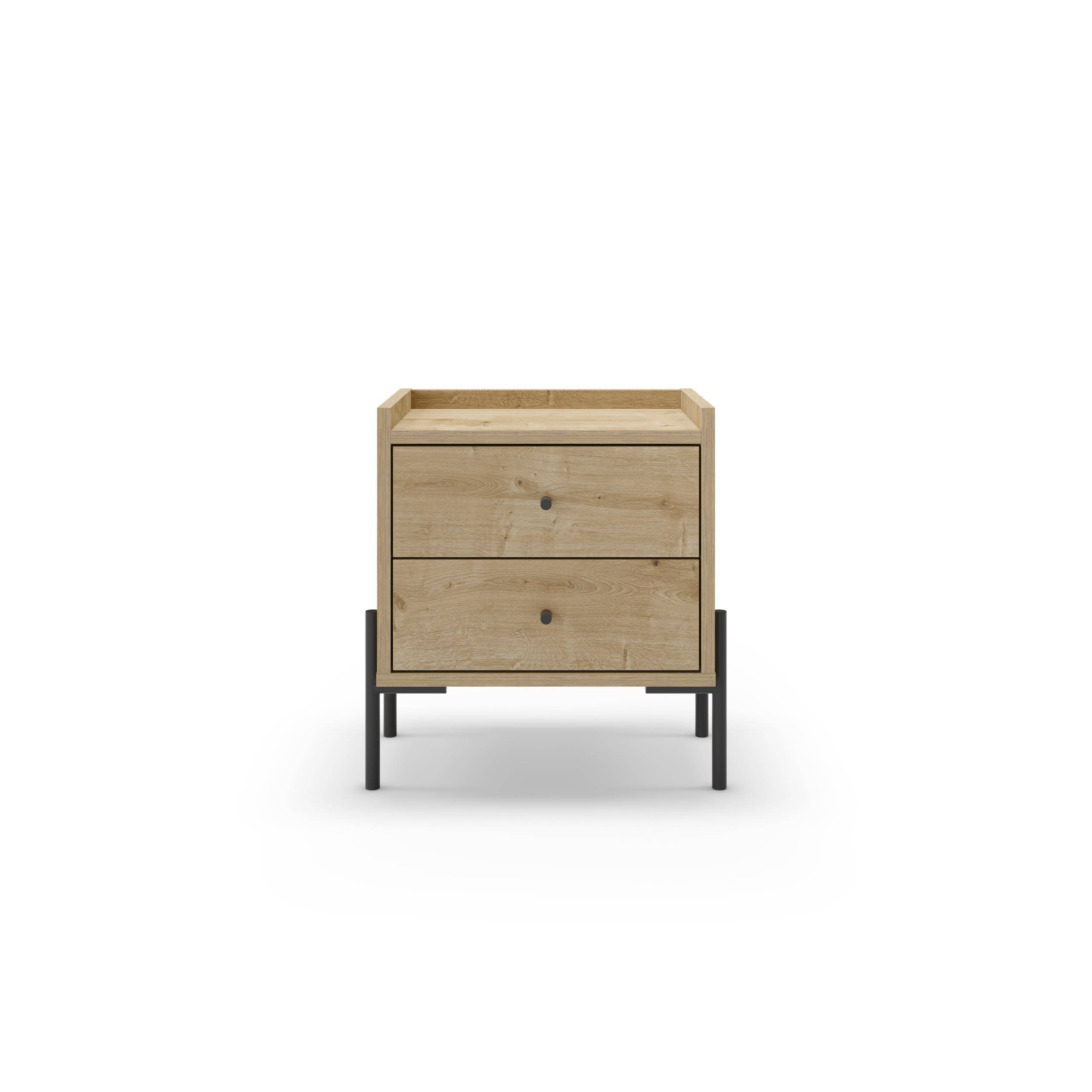 Decortie Malta Particleboard Bedside Table - Oak - Image 5