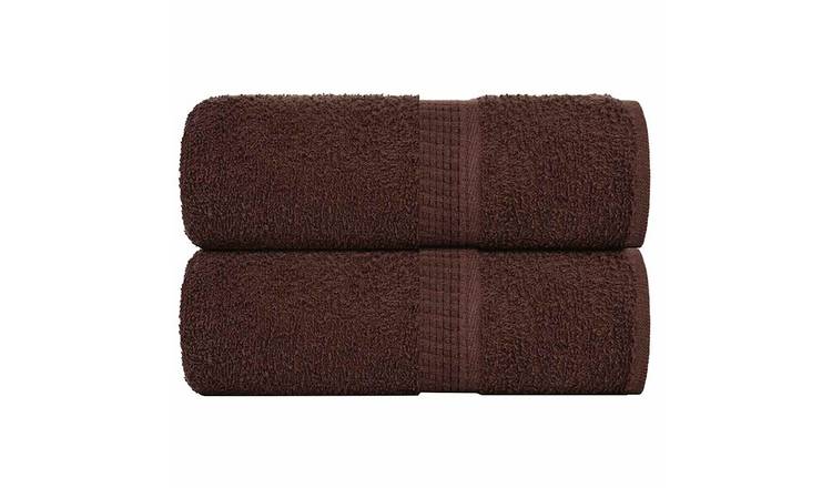 Walplus Pack of 2 Cotton Guest Towels - Brown - 30 x 50 cm