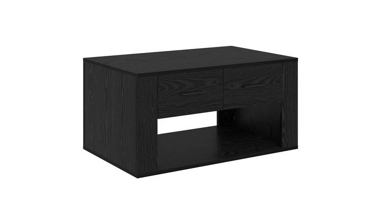 Walplus 2 Drawer Weight Coffee Table - Black Oak - 80 x 50 x 40 cm