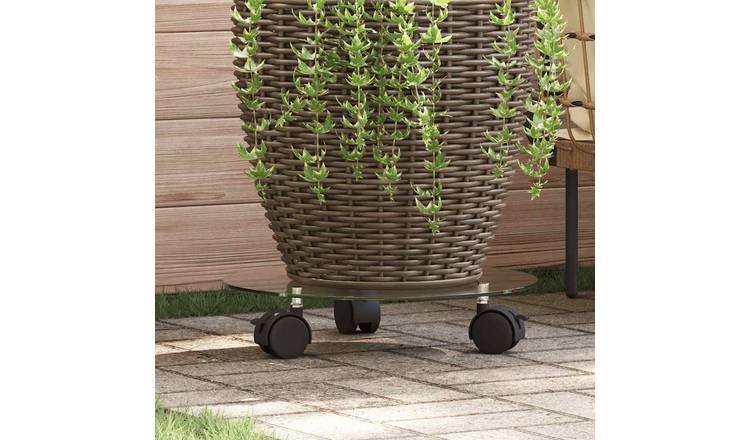 Walplus Pack of 2 Round Tempered Glass Plant Rollers - dia 28 cm