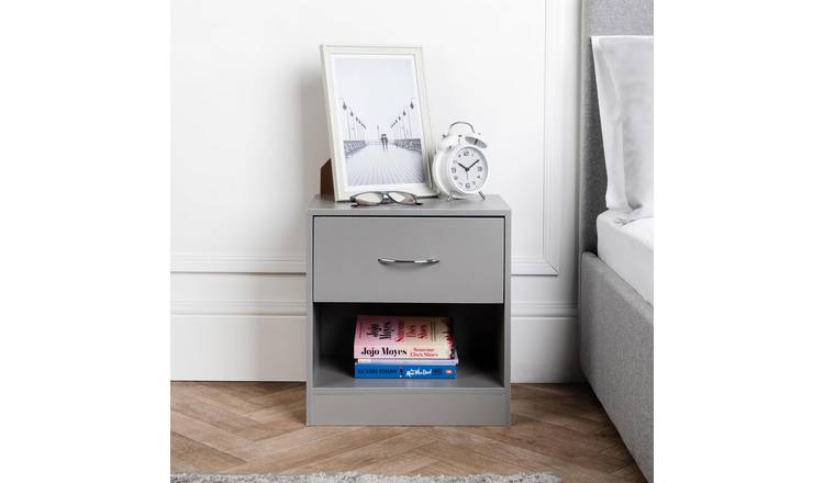Home Treats Bedside Table 1 Drawer - Grey