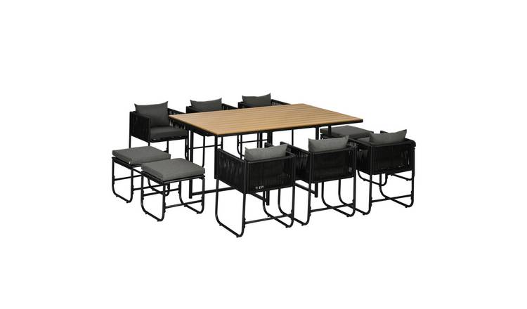 Outsunny Rattan Cube Garden Furniture Set - Black