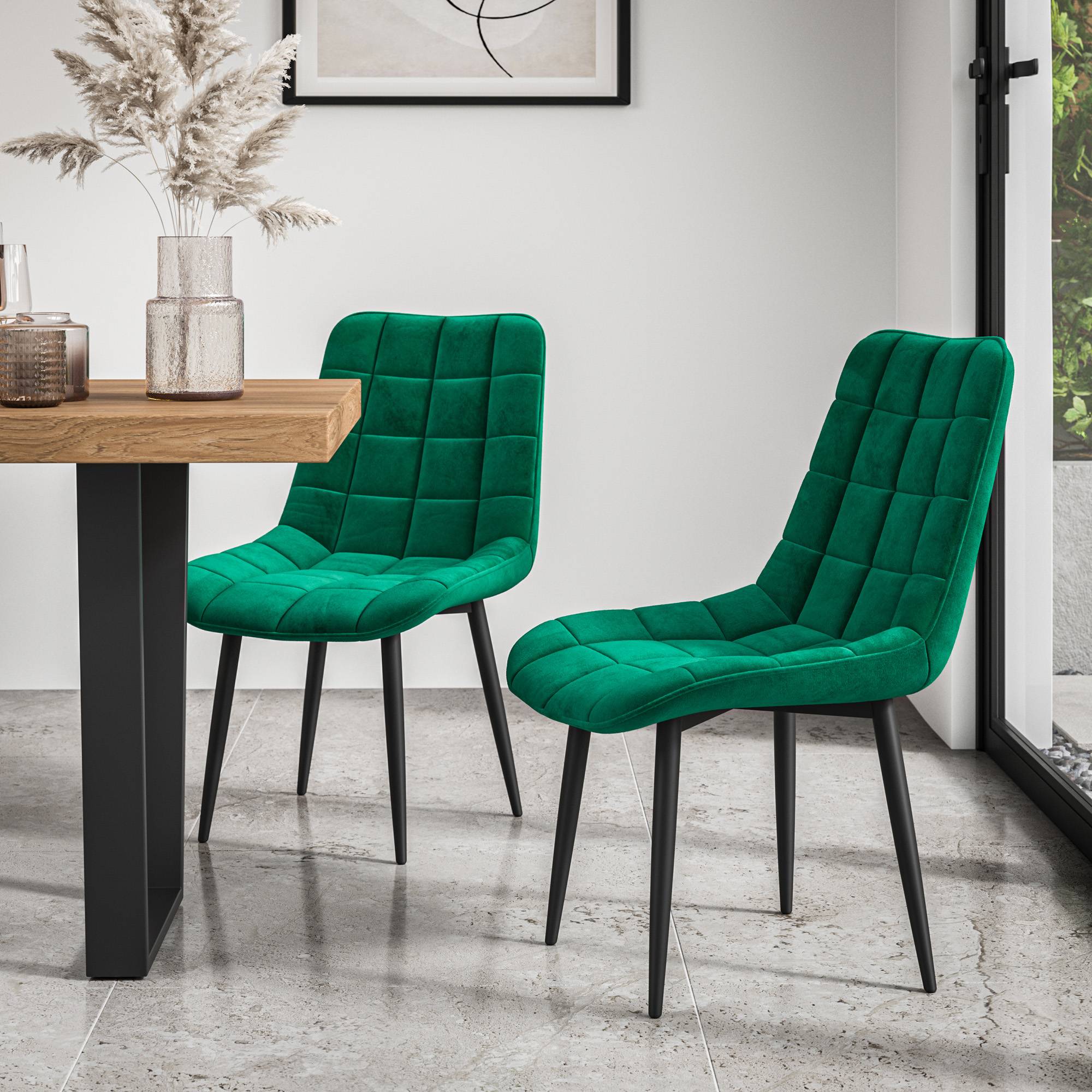 Furniture Online Donni Nova Concrete Effect Dining Table & 6 Green Chairs - Image 5