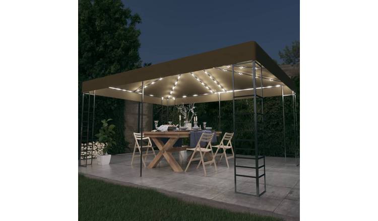 Walplus 3 x 4 m Gazebo with LED String Lights - Taupe