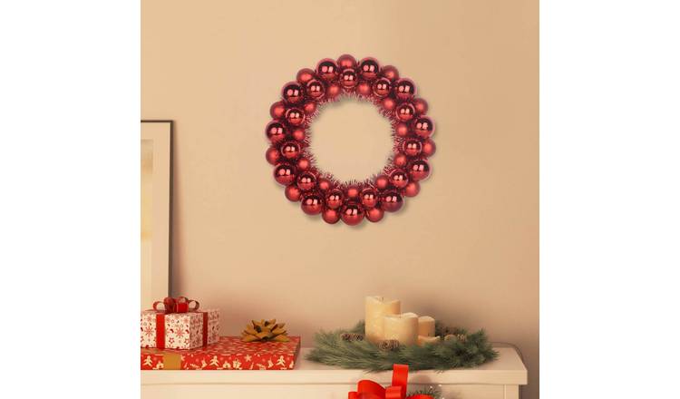 Walplus Pack of 2 Christmas Baubles - Red - 33 x 33 x 7 cm