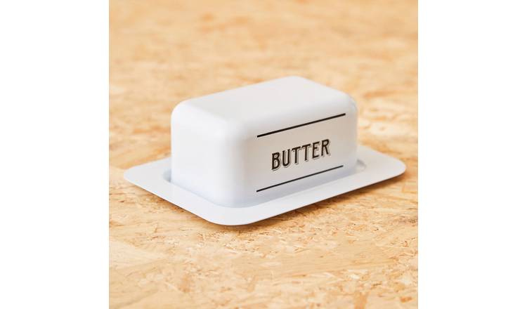 Orsina Grocer Metal Butter Dish – White