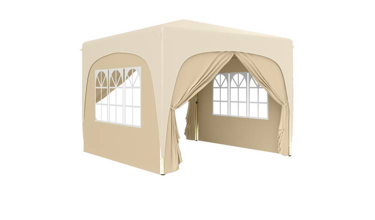 Outsunny Pop Up Gazebo with Side Panels - Sand