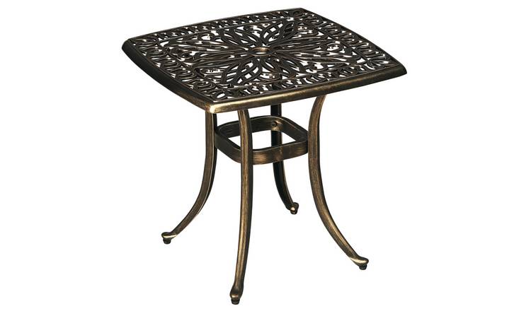 Outsunny Aluminium Garden Side Table with Umbrella Hole and Anti Slip - Bronze
