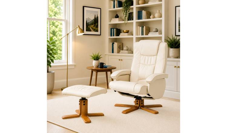 Artemis Home Severn Swivel Recliner with Massage and Heat - Cream