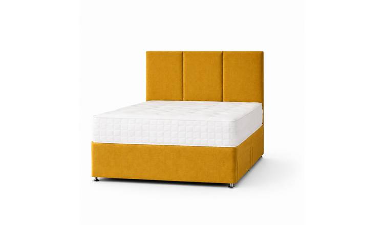 Comfy Deluxe 3ft Single Plush Velvet Divan Bed Set -  Mustard