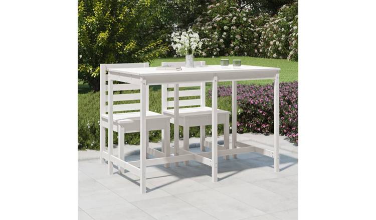 Walplus Solid Pine Wood Garden Table - White - 159.5 x 82.5 x 110 cm