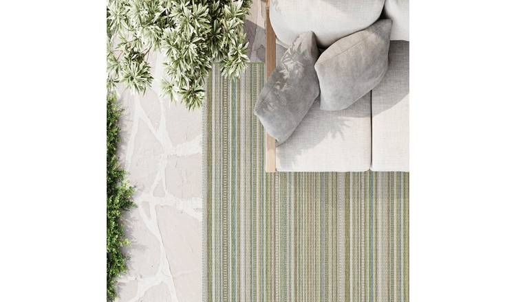 Mega Flooring Green Modern Striped Rug - 120 x 170cm