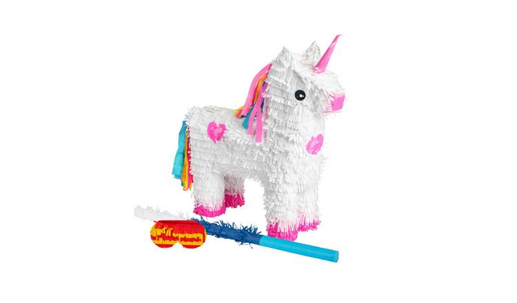 Fax Potato Unicorn Pinata Set with Stick and Blindfold - Blue Stick