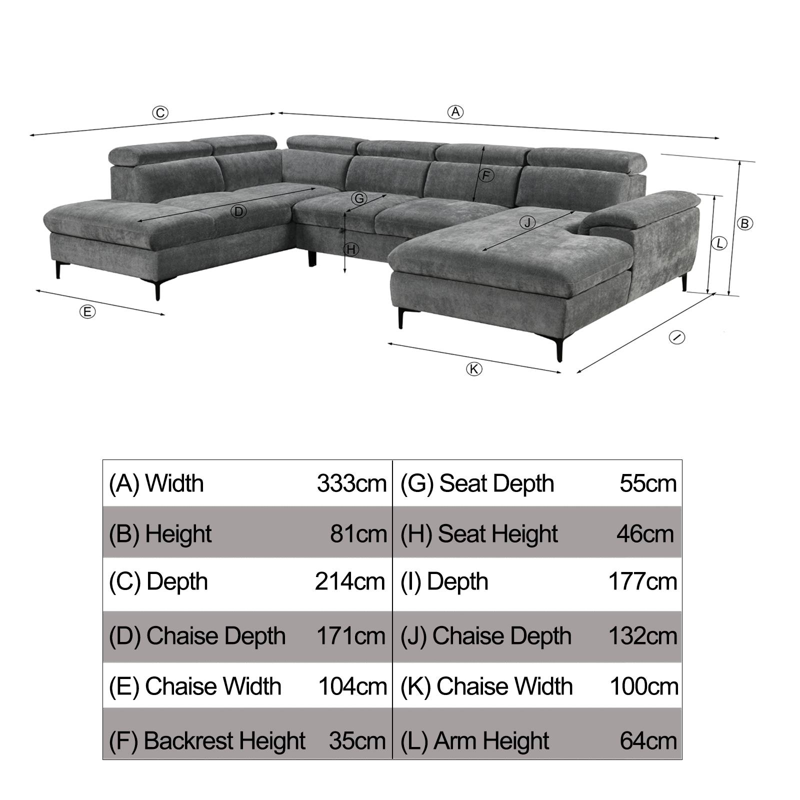 Furniture Online Leon 4 Seater Pull Out Sofa Bed – Grey - Image 8