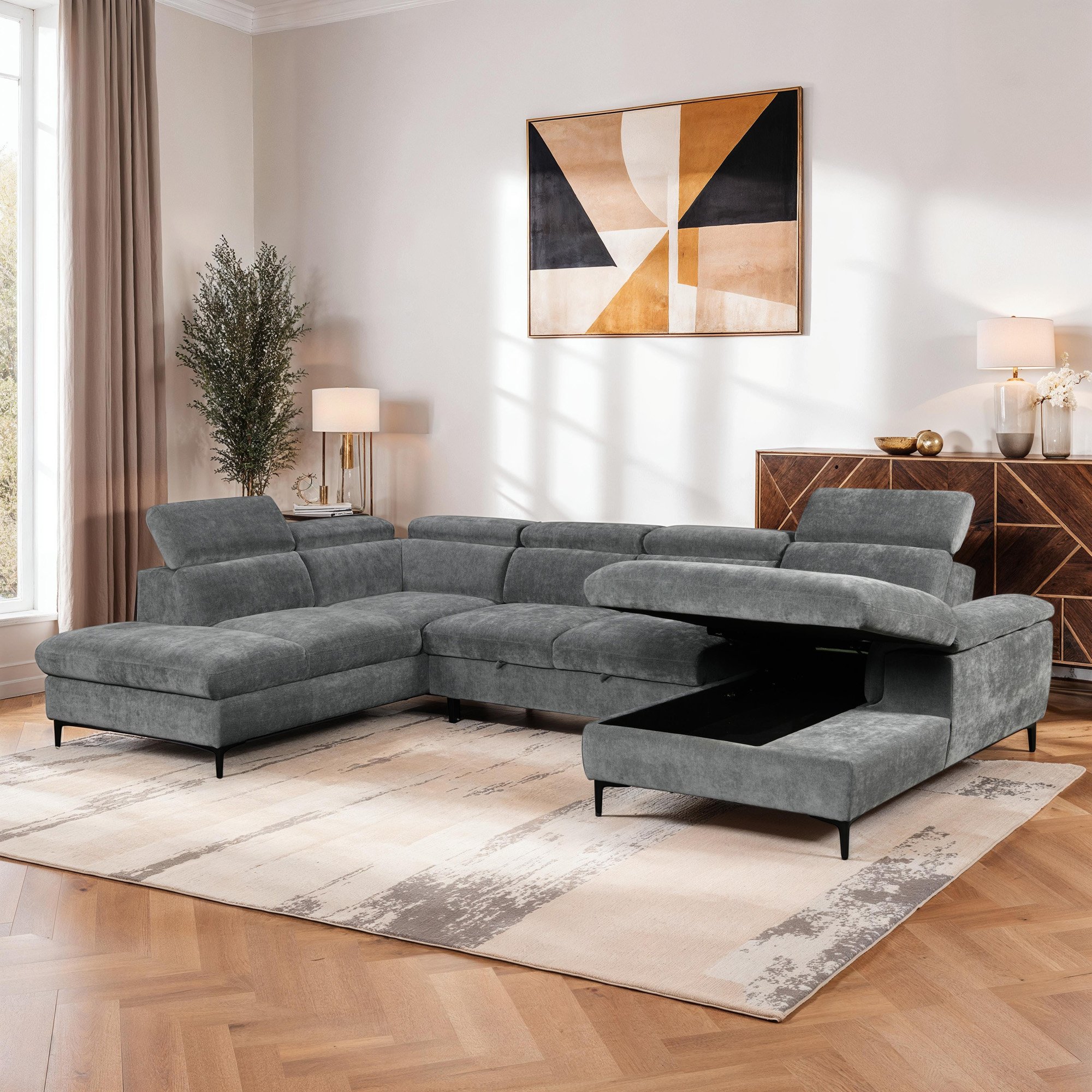 Furniture Online Leon 4 Seater Pull Out Sofa Bed – Grey - Image 7