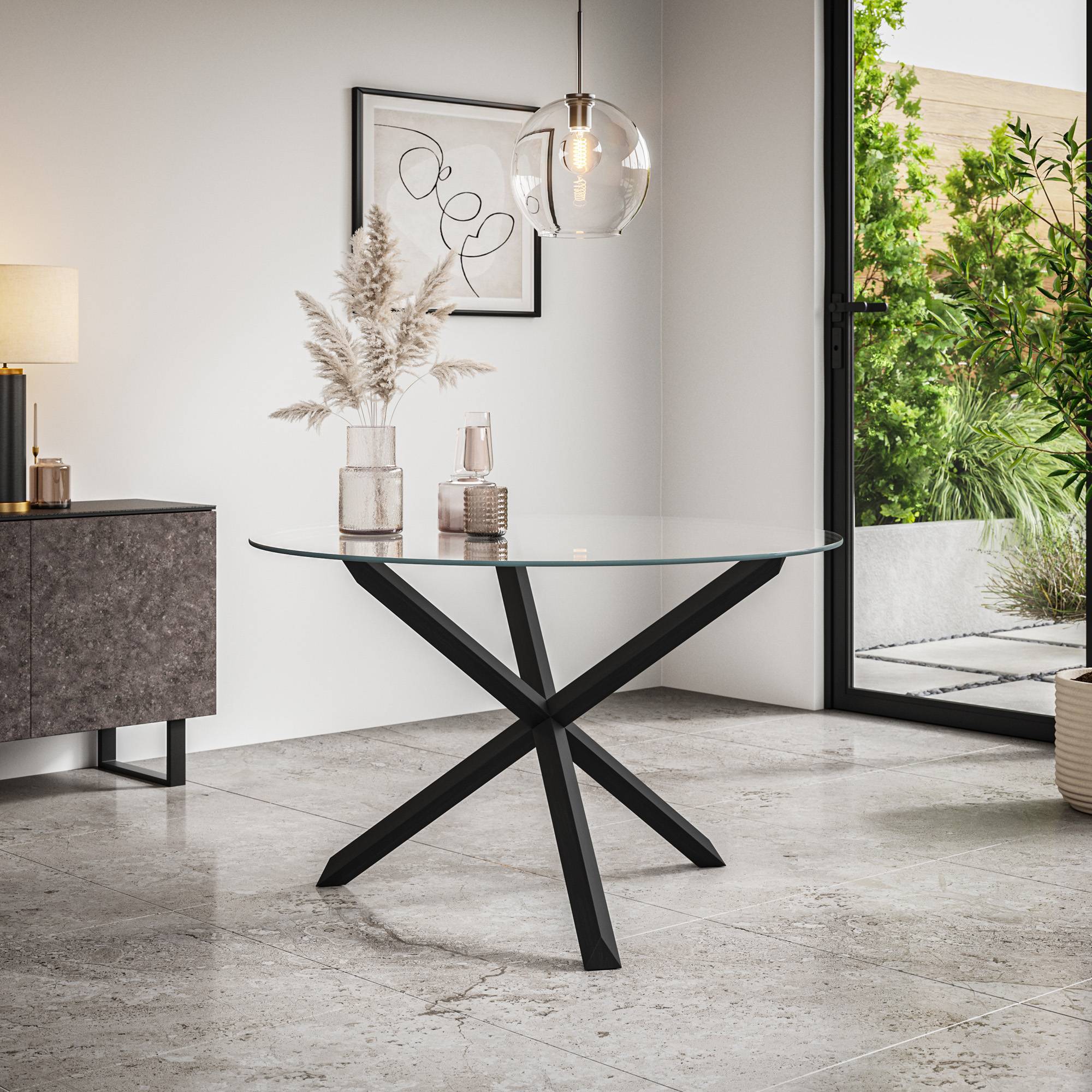 Furniture Online Malvern Monza Glass Top Dining Table & 4 Beige Chairs - Image 2