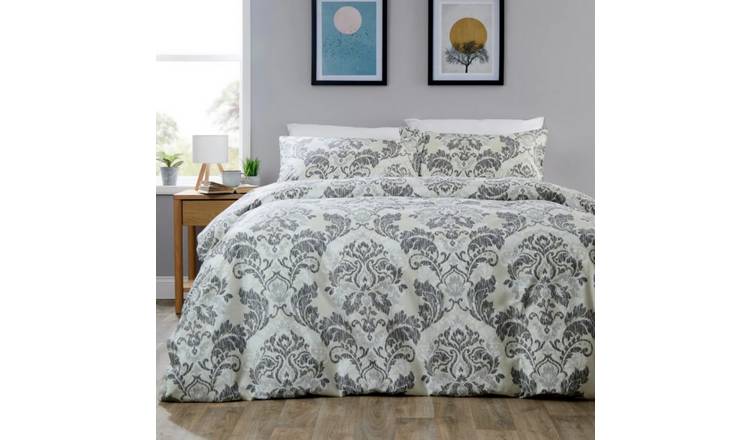New Edge Blinds Regal Damask Grey Duvet Set - Double