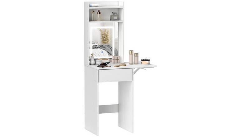 HOMCOM Adjustable LED Lights Dressing Table with Mirror - White