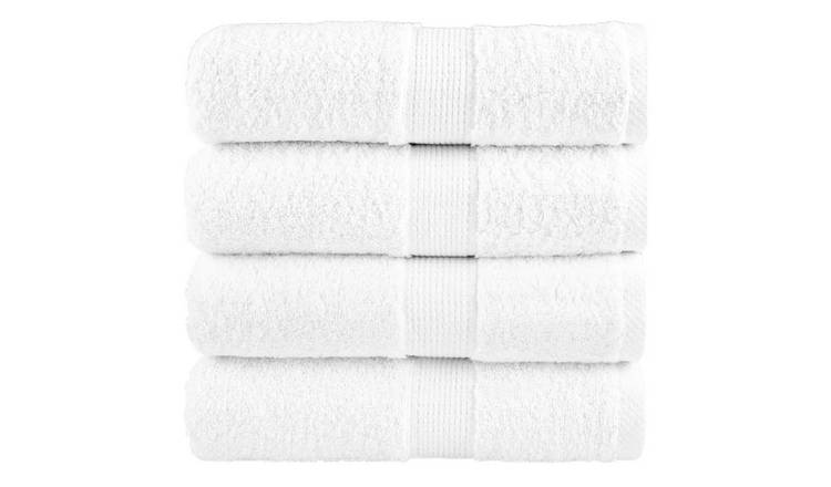 Walplus Pack of 4 Cotton Wash Towels - White - 30 x 30 cm