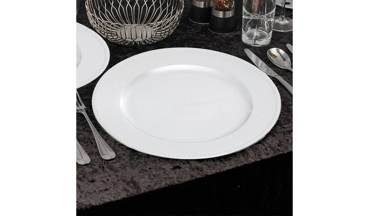 Orsina Dia Charger Plate With Dotted Rim - Silver