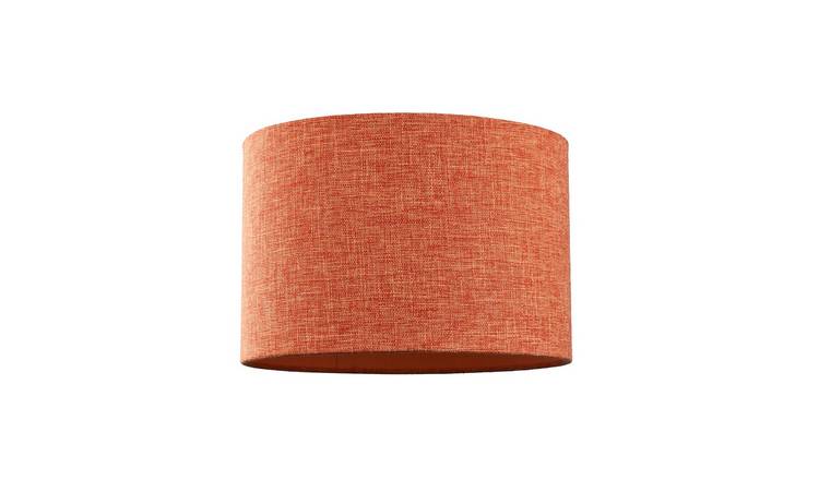 Happy Homewares Sleek Orange Natural Linen Fabric Drum Max Lampshade - 30cm